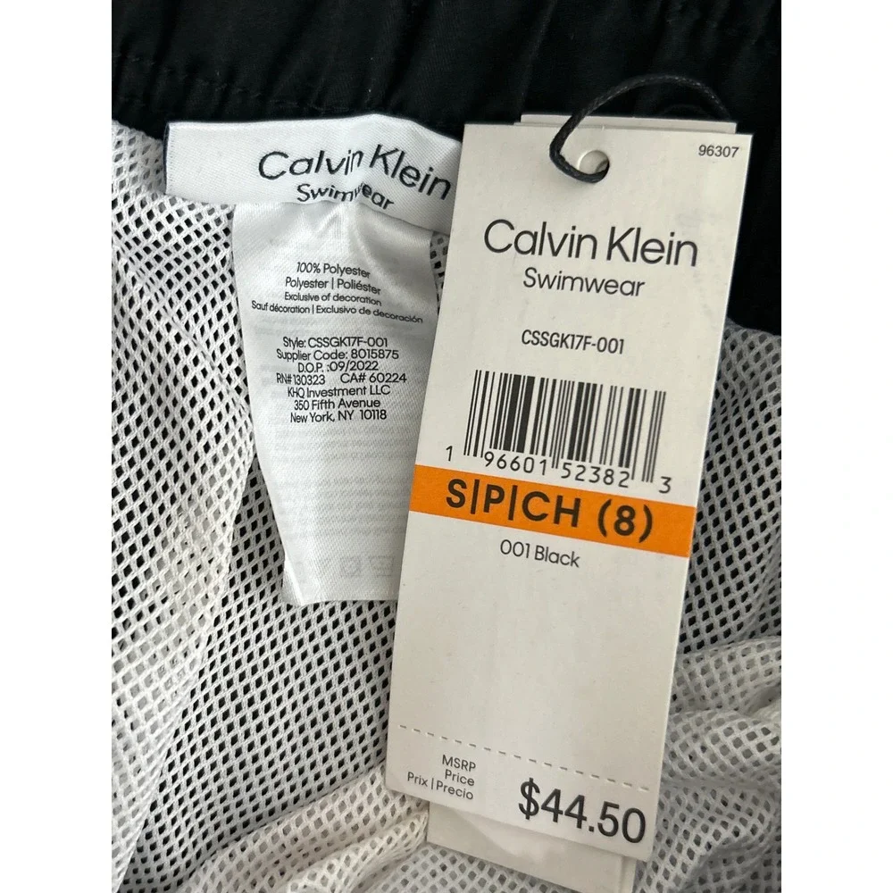 Calvin Klein Big‎ Boys Ombre Logo Swim Trunks - Black - Size Small